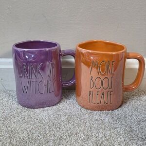 Rae Dunn Iridescent Halloween Mug Set DRINK UP WITCHES MORE BOOS PLEASE
